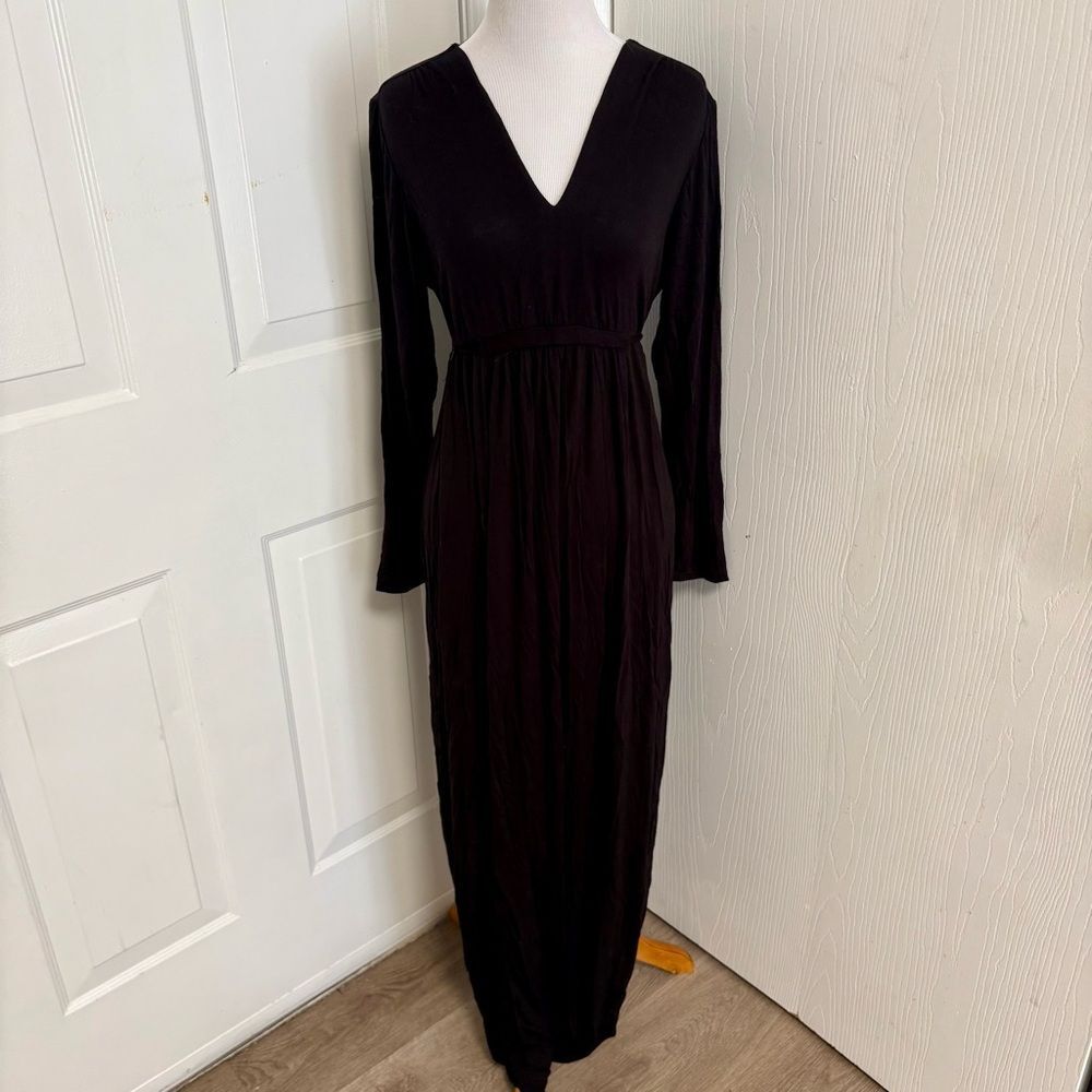 Three Seasons Maternity Maxi Dress Black Long Sleeves L1